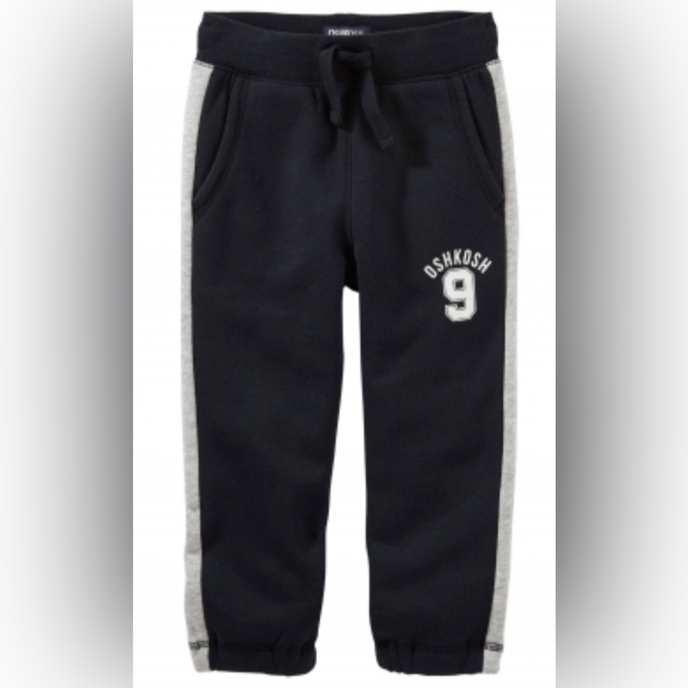 OshKosh B'gosh Navy Sweatpants with Gray Side Stripe and Number Graphic